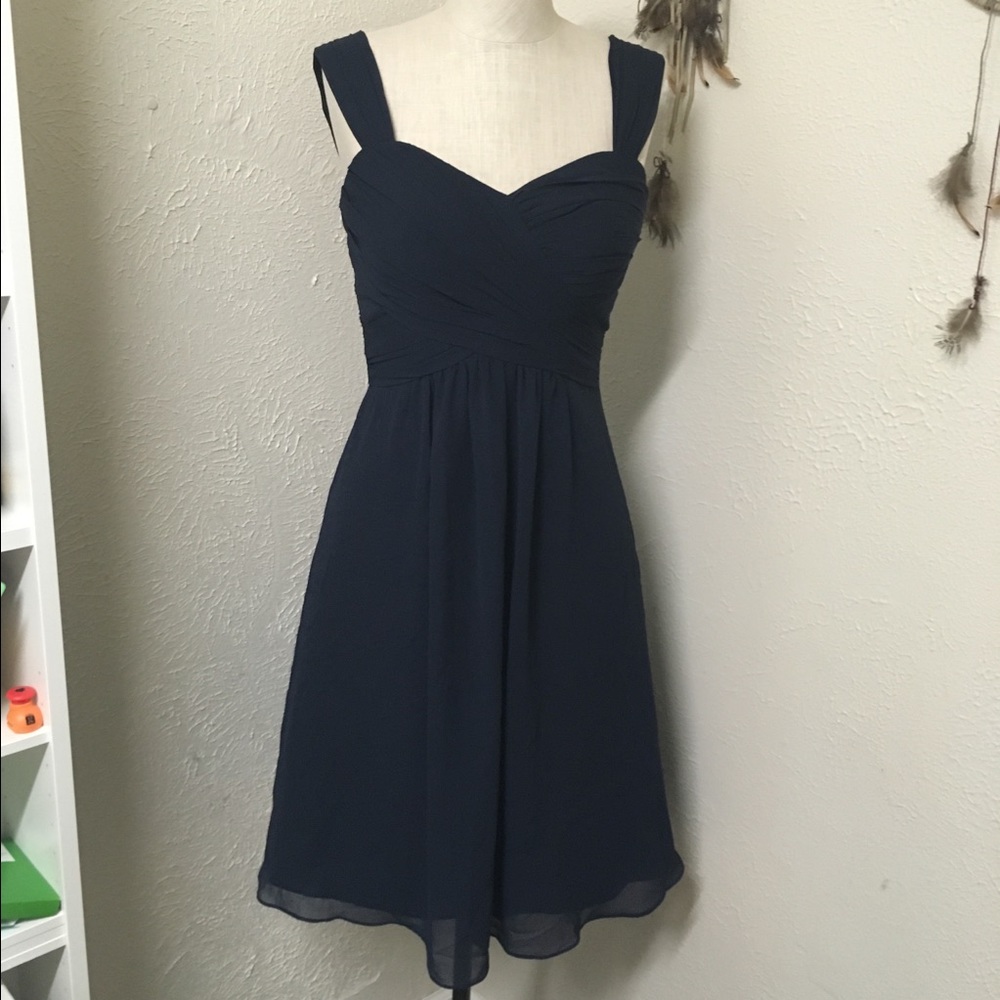 Navy chiffon cocktail dress